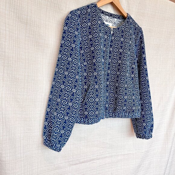 Textured Bomber Jacket Old Navy Southwest Boho Festival Collarless Jacket - Picture 7 of 15